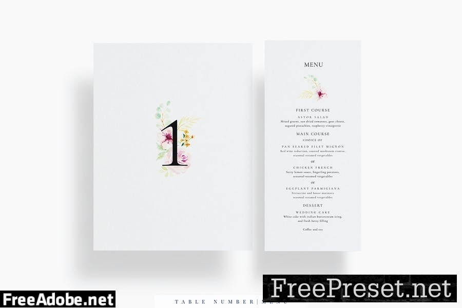 Simple Floral Wedding Invitation Set EZ