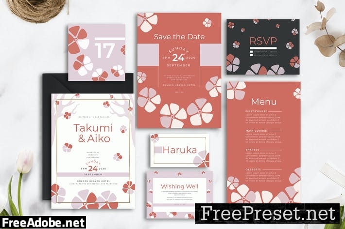 Simple Japan Cherry Blossom - Wedding Invitation ABLVK7A