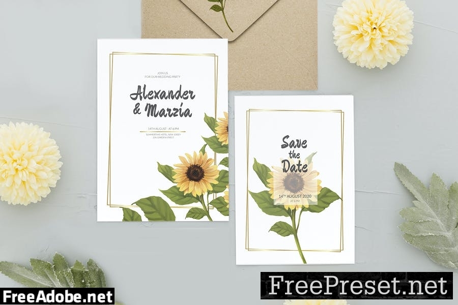 Simple Sunflower - Wedding Invitation