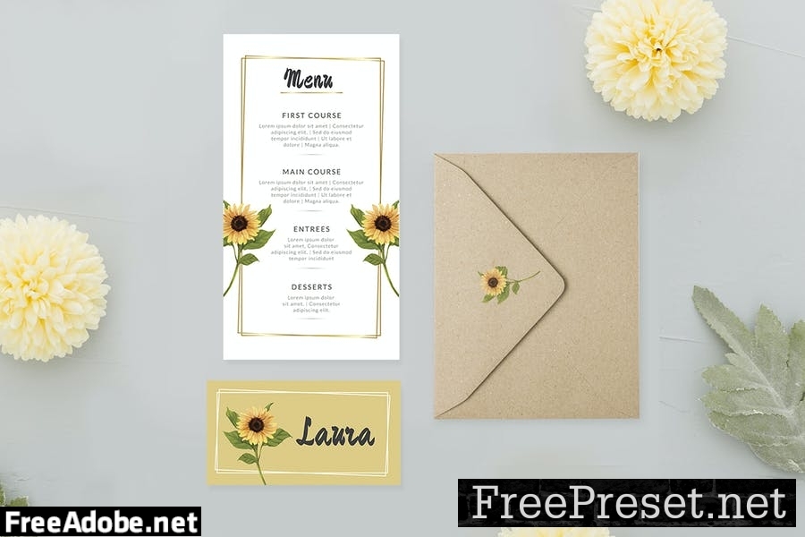 Simple Sunflower - Wedding Invitation