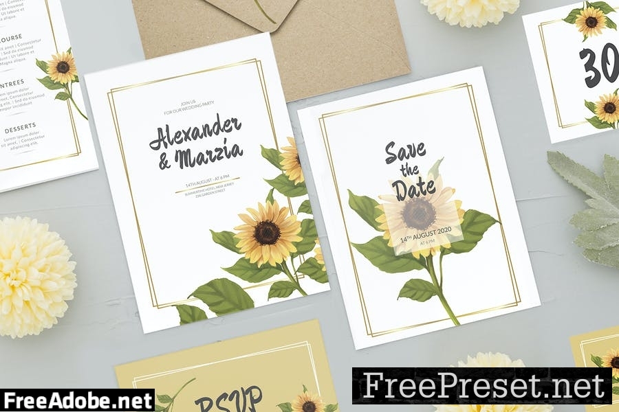 Simple Sunflower - Wedding Invitation