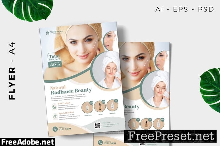 Skin care Flyer template promotion HHKHW9U