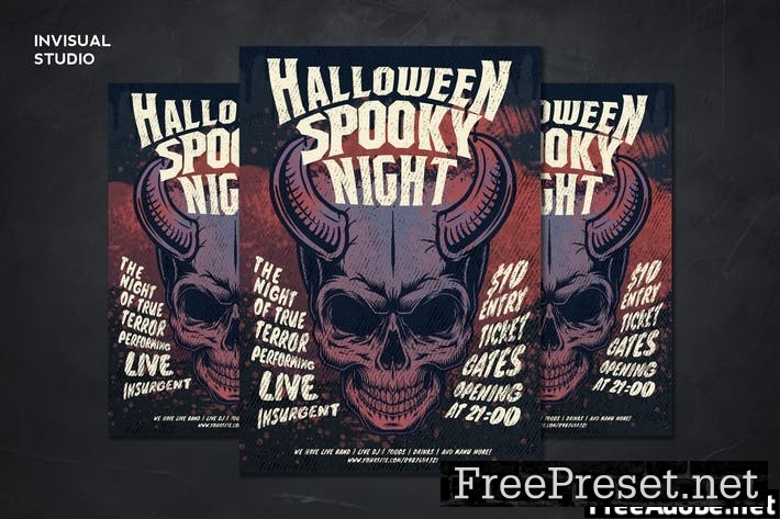 Skull Head Halloween - Flyer Template 5Q6B6TW