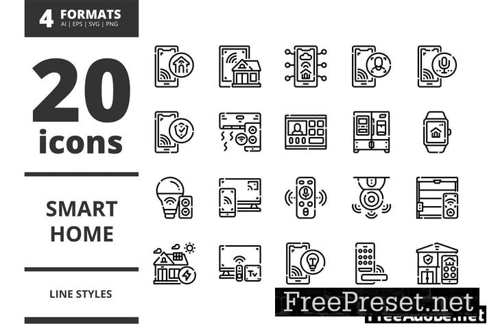 Smart home Line icons packs VXZZX5Q