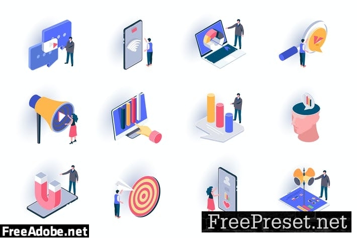 SMM Marketing Isometric Icons Pack STTFML5