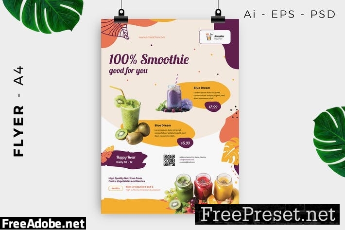 Smoothie Juice Flyer Design KM2LTCY