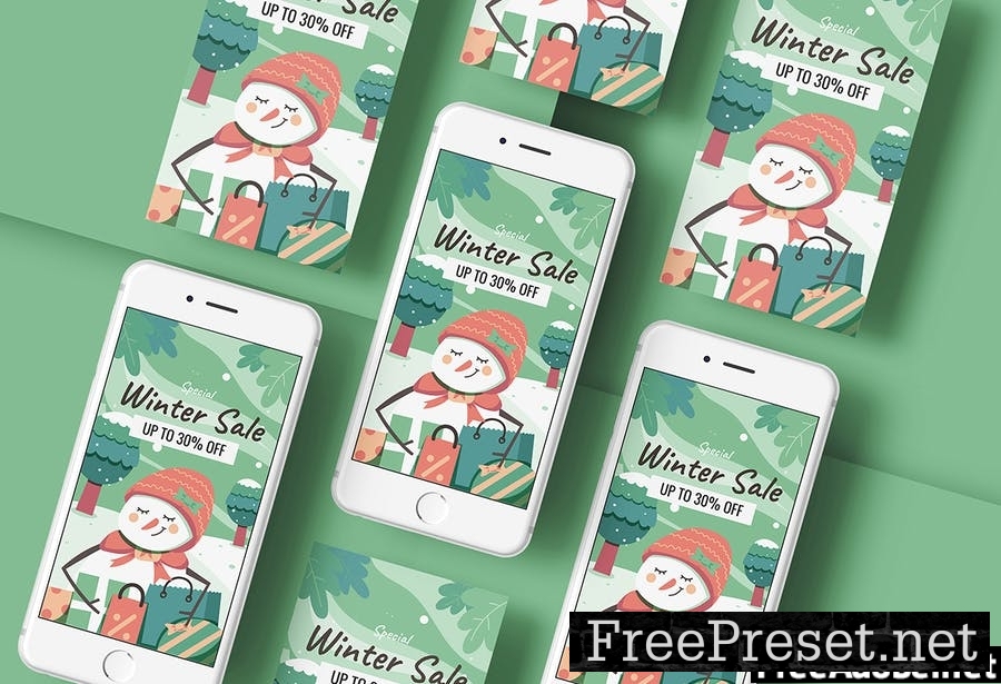 Snowman - Winter Sale Flyer Media Kit JNDEDXY