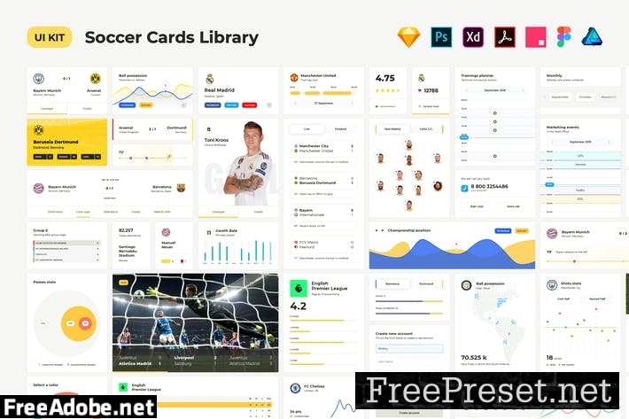 Soccer UI Cards K6Q9VWE