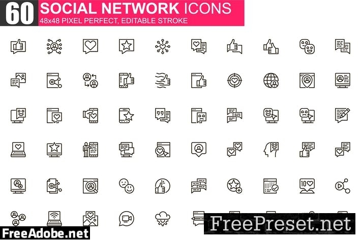 Social Network Thin Line Icons Pack SRBX9WL