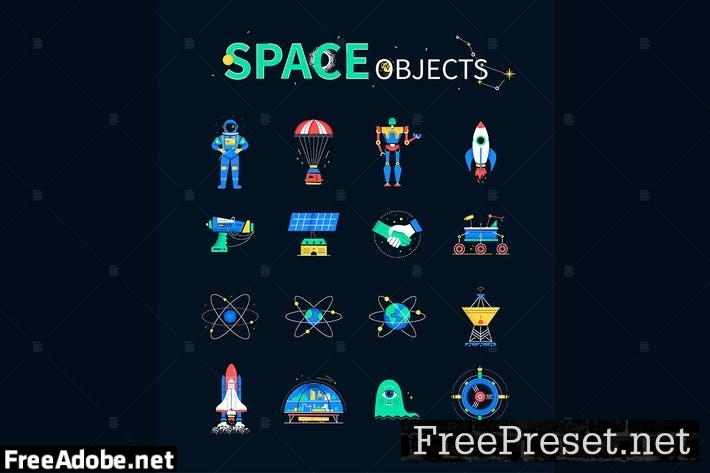 Space objects - colorful flat design style icons V4BLAEL