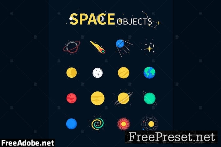 Space objects - colorful flat design style icons HE3BGP7