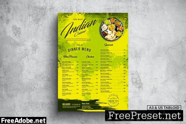 Spicy Indian Poster Food Menu - A3 & US Tabloid S5KYK7G