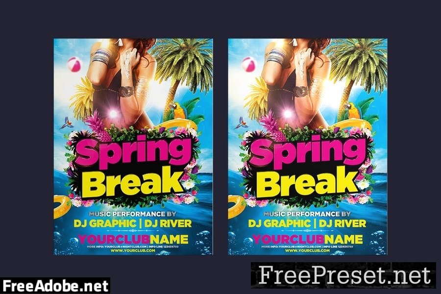 Spring Break Party Flyer 8XXKZTW