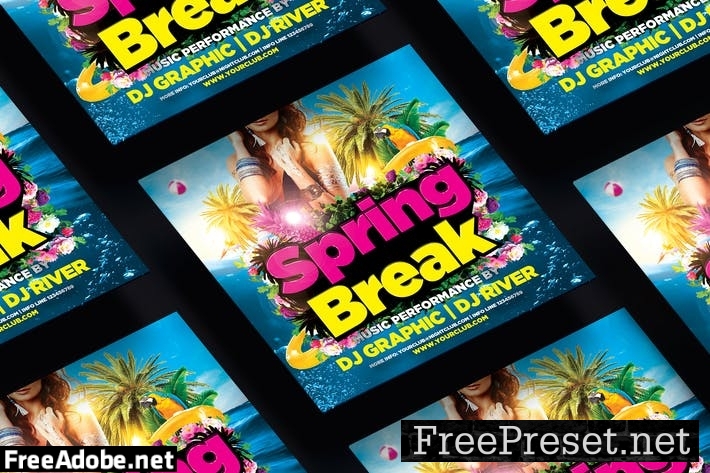 Spring Break Party Square Flyer & Instagram Post EHFJECV