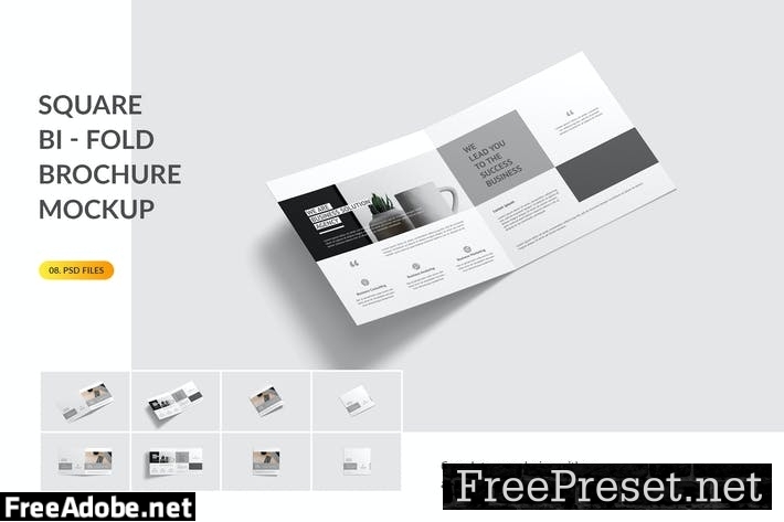 Square Bifold Brochure Mockup H4JVAX3