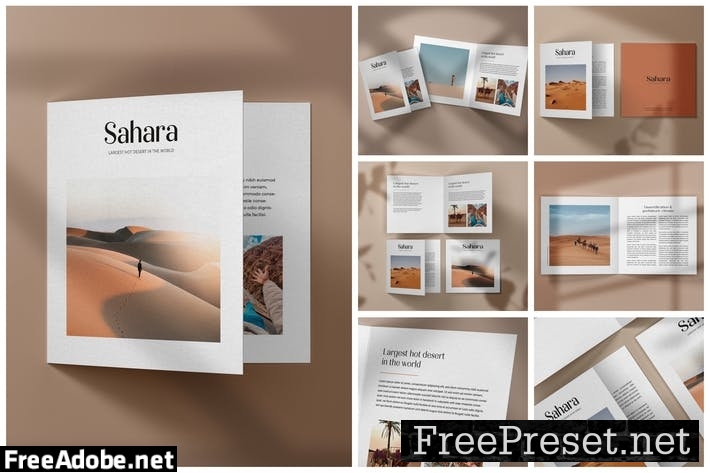 Square Bifold Brochure Mockup Set 5B6BQ2Q