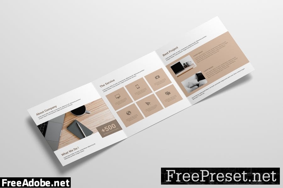 Square Trifold Brochure Mockup