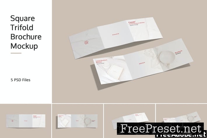 Square Trifold Brochure Mockup 6WG5Z24