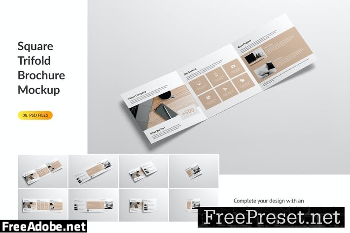 Square Trifold Brochure Mockup 6QNFMAD