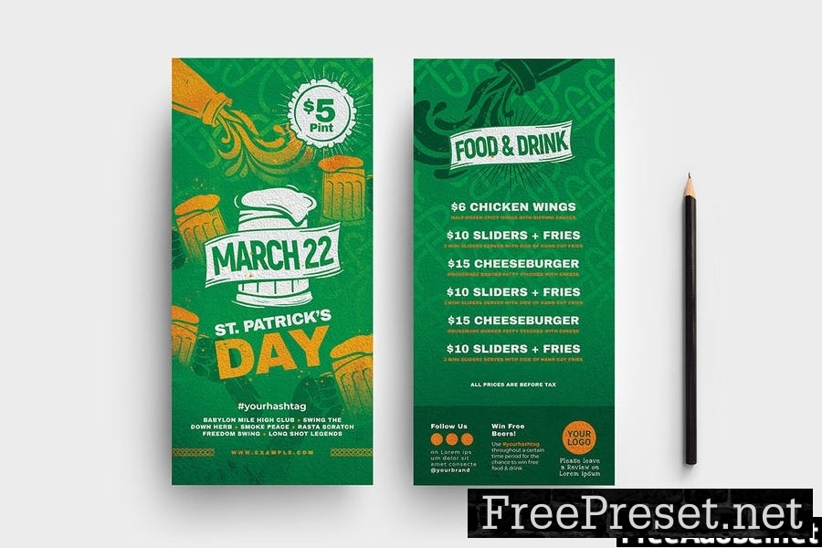 St. Patrick's Day Menu Flyer