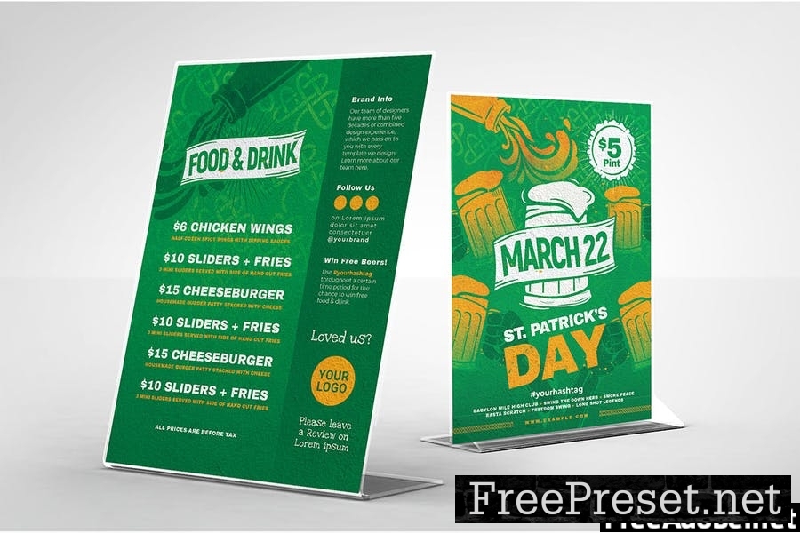 St. Patrick's Day Menu Flyer