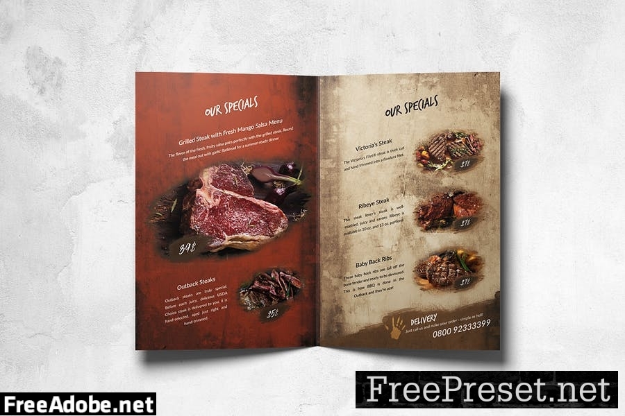 Steak House Food Menu Design A4