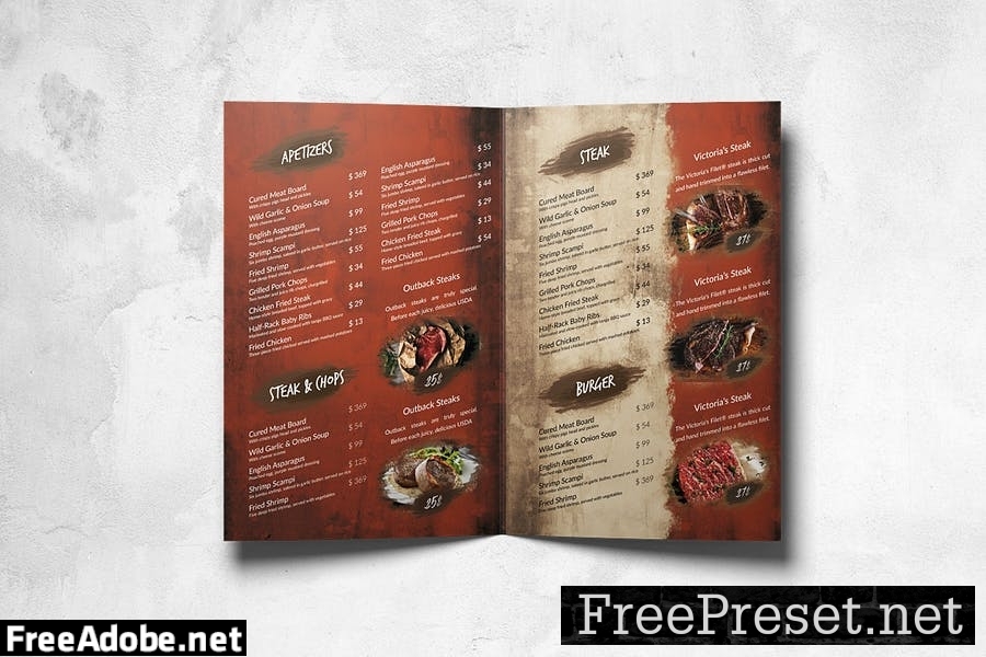 Steak House Food Menu Design A4