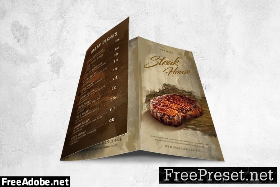 Steak House Food Menu Design A4 & US Letter