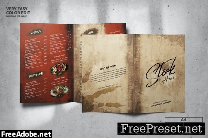 Steak House Food Menu Design A4 ESJXV46