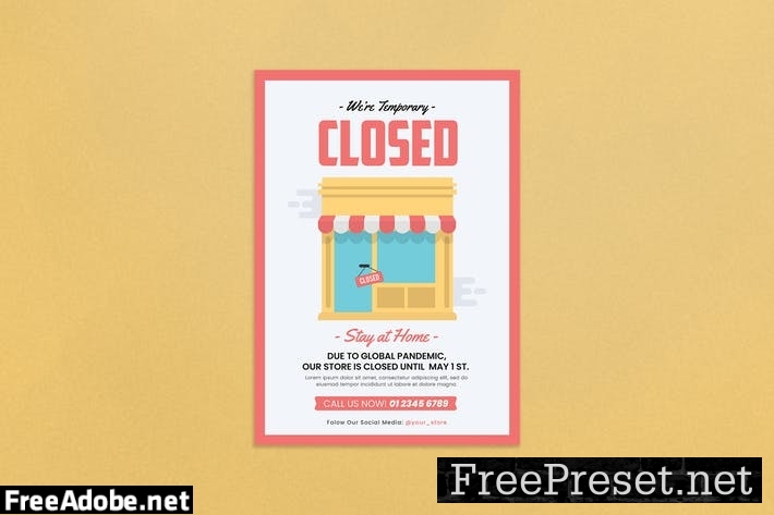 Store Closed Announcement Flyer 7G98VSQ