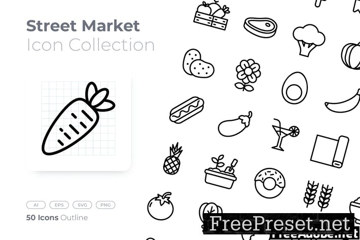 Street Market Outline Icon X6FAKBN