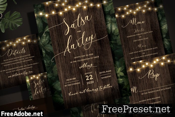 String Light Wedding Invitation Set XZEVTXS