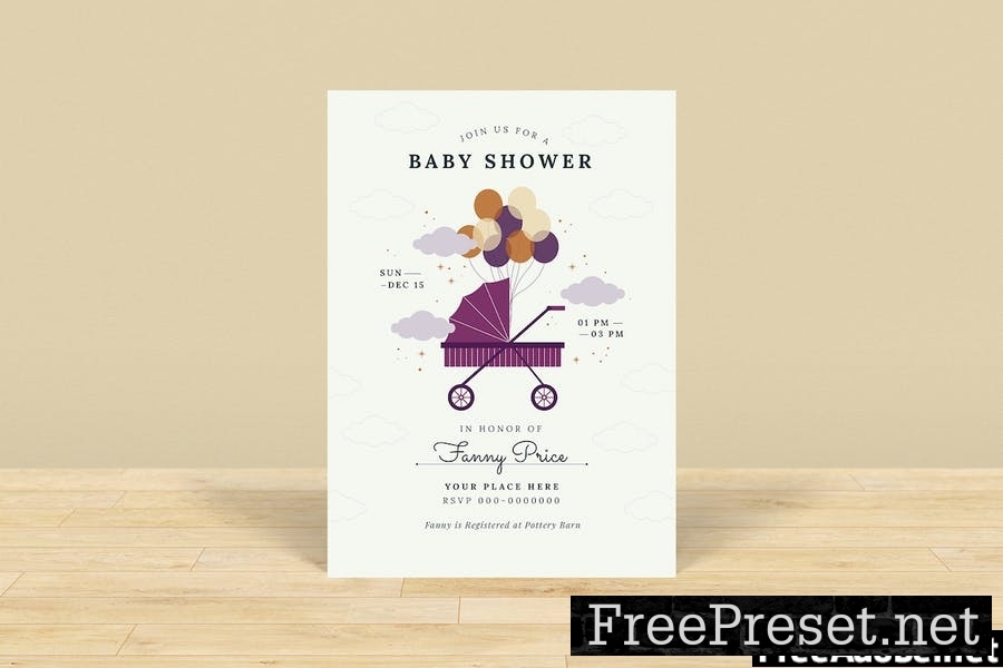 Stroller Baby Shower Invitation QBPKMWL