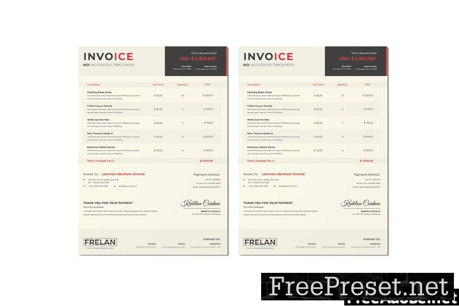 Stylish Store Invoice