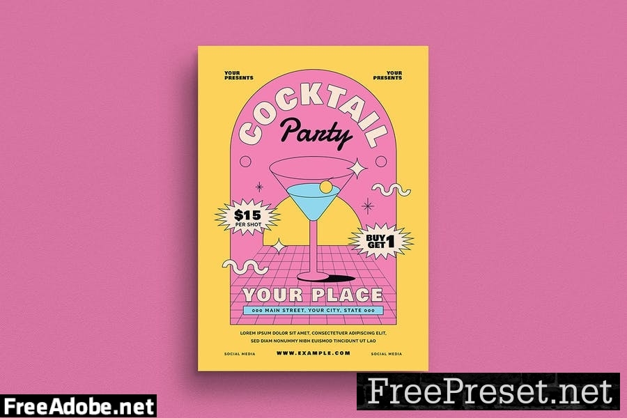 Summer Cocktail Party Flyer XZACEJP