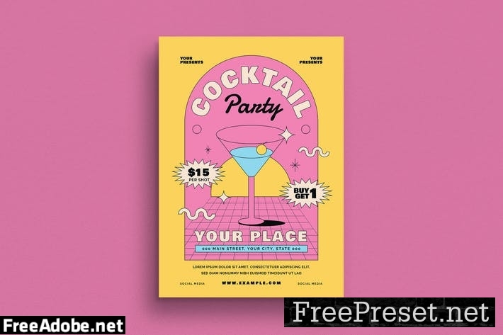 Summer Cocktail Party Flyer XZACEJP