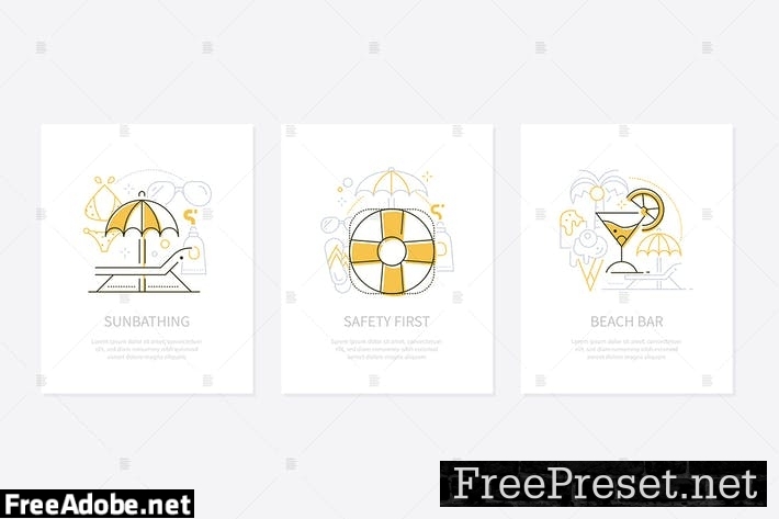 Summer vacation concept line design style banners 4KPGNWA