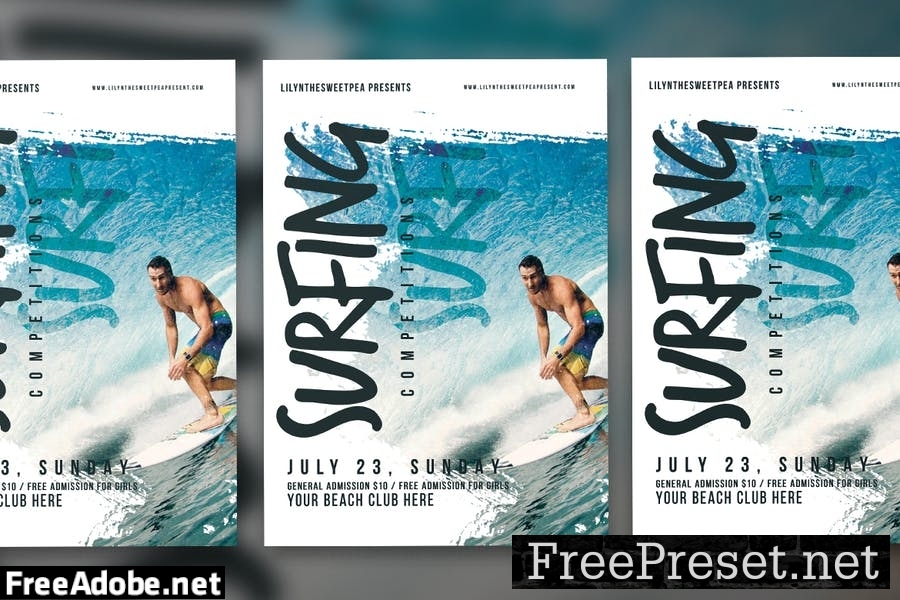 Surfing Competition flyer & poster P2KELC