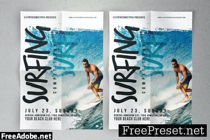 Surfing Competition flyer & poster P2KELC