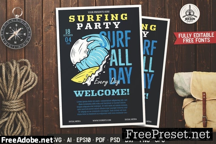 Surfing Party Flyer SVG V4W4XHG