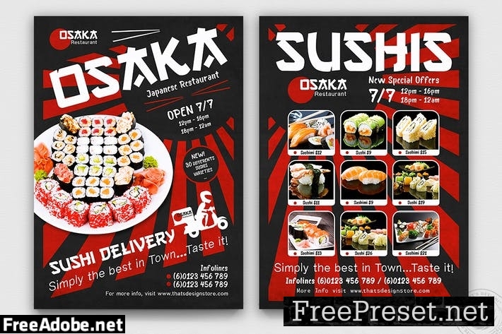 Sushi Delivery Flyer Template NE2CVRQ