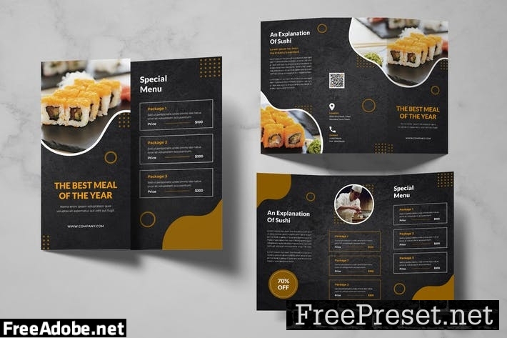 Sushi Food Menu Trifold Brochure 4SG4J34