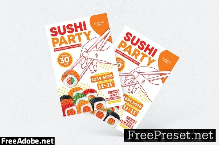 Sushi Party Flyer D6JLJ8L