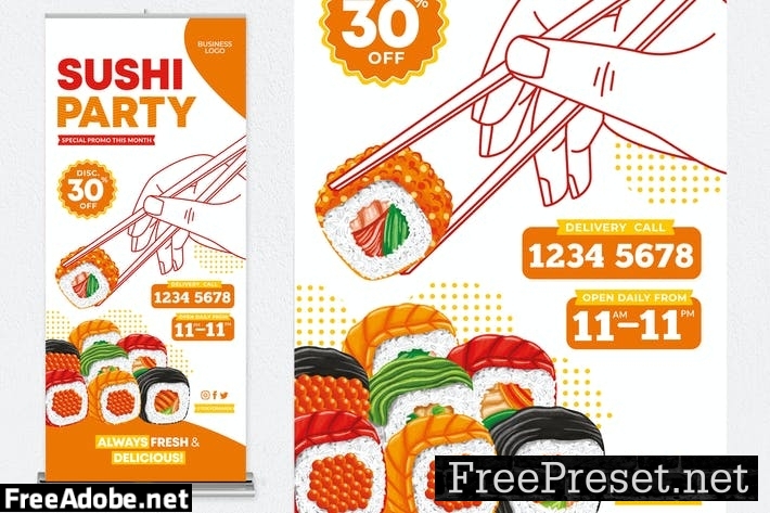 Sushi Party Roll Up Banner VD3TF7Y