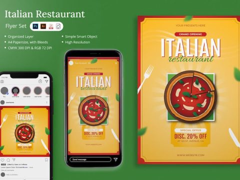 Taliano - Italian Restaurant Flyer Set U7XQWE2