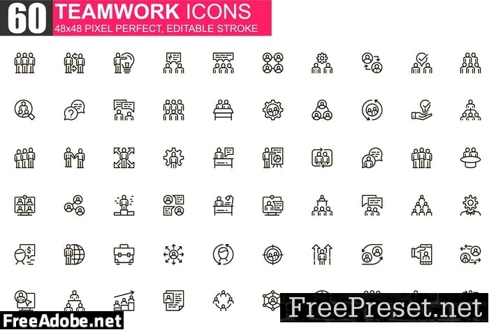 Teamwork Thin Line Icons Pack PNVUZHB