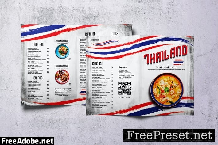 Thai Cuisine Food Menu Bifold A4 & US Letter YLTFPCL