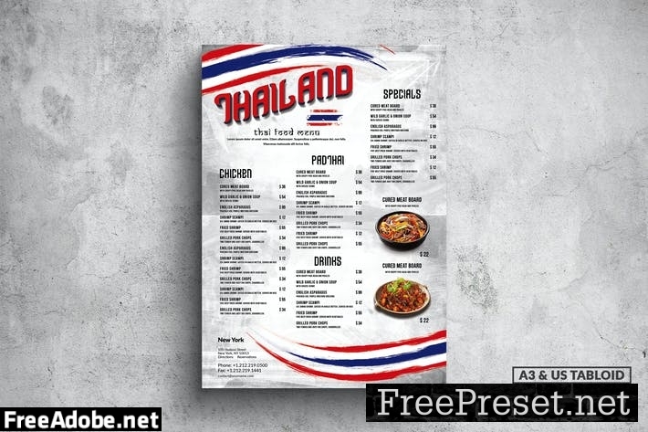 Thai Cuisine Poster Food Menu - A3 & US Tabloid EKY2MJF