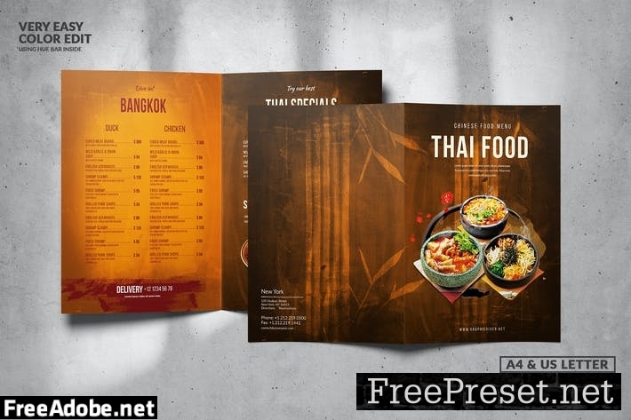 Thai Food Menu Design A4 & US Letter DHM3UCB