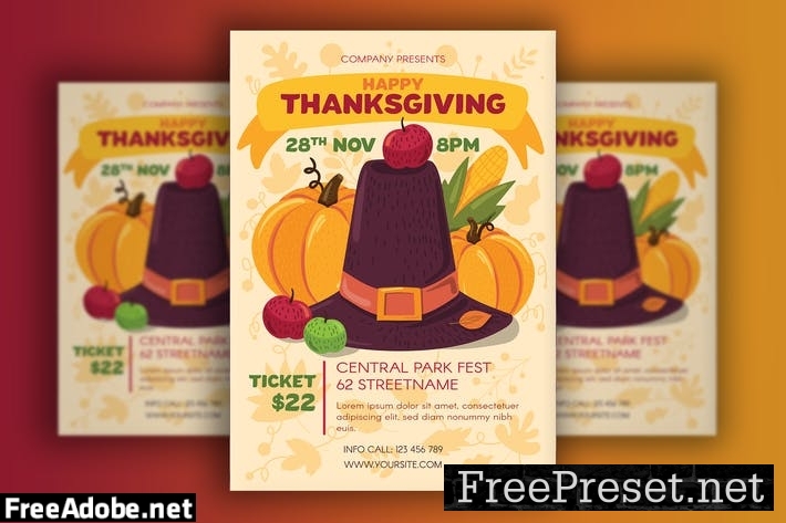 Thanksgiving Poster With Pilgrim Hat 4XEN75D